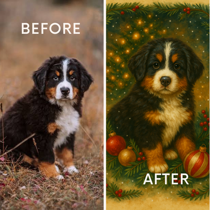 Custom Christmas Dog Portrait – Hand-Illustrated in 24 Hours
