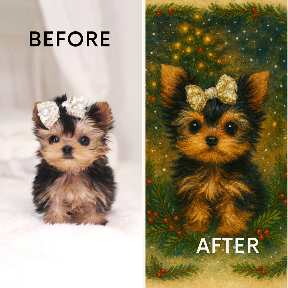 Custom Christmas Dog Portrait – Hand-Illustrated in 24 Hours