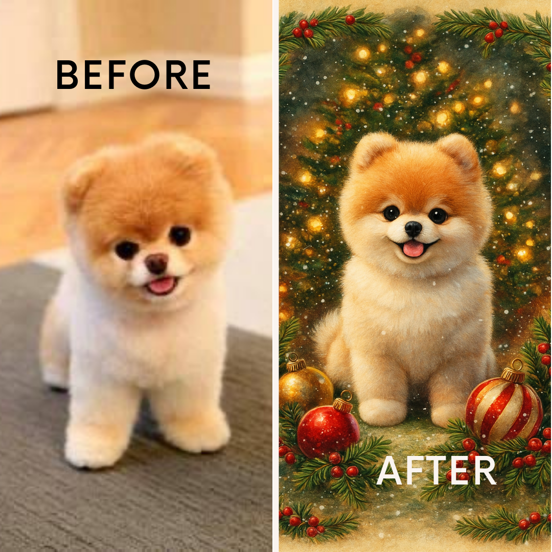 Custom Christmas Dog Portrait – Hand-Illustrated in 24 Hours