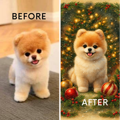 Custom Christmas Dog Portrait – Hand-Illustrated in 24 Hours